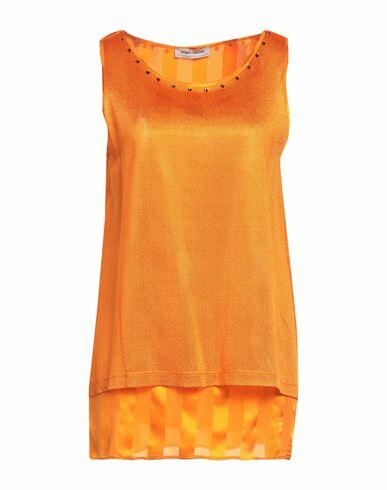 Angelo Marani Woman Top Orange Viscose, Silk Cover