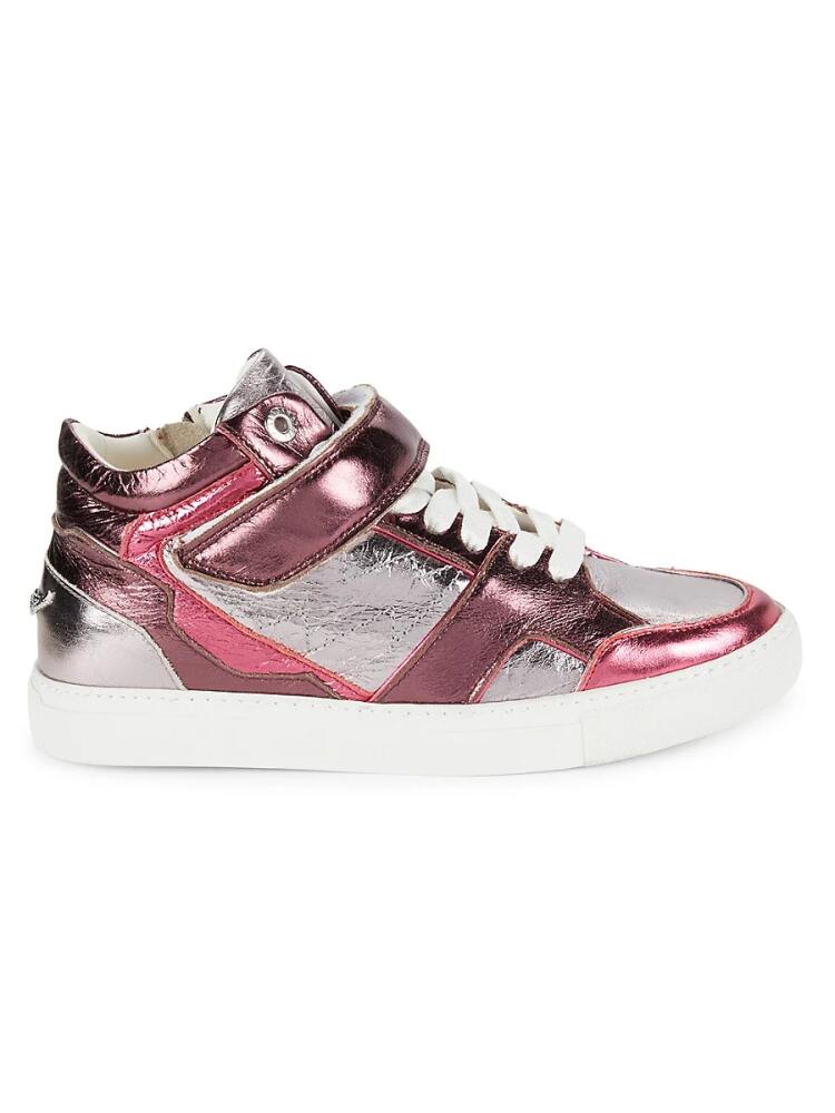 Zadig & Voltaire Women's Flash Vintage Metallic Leather Sneakers - Dream Cover