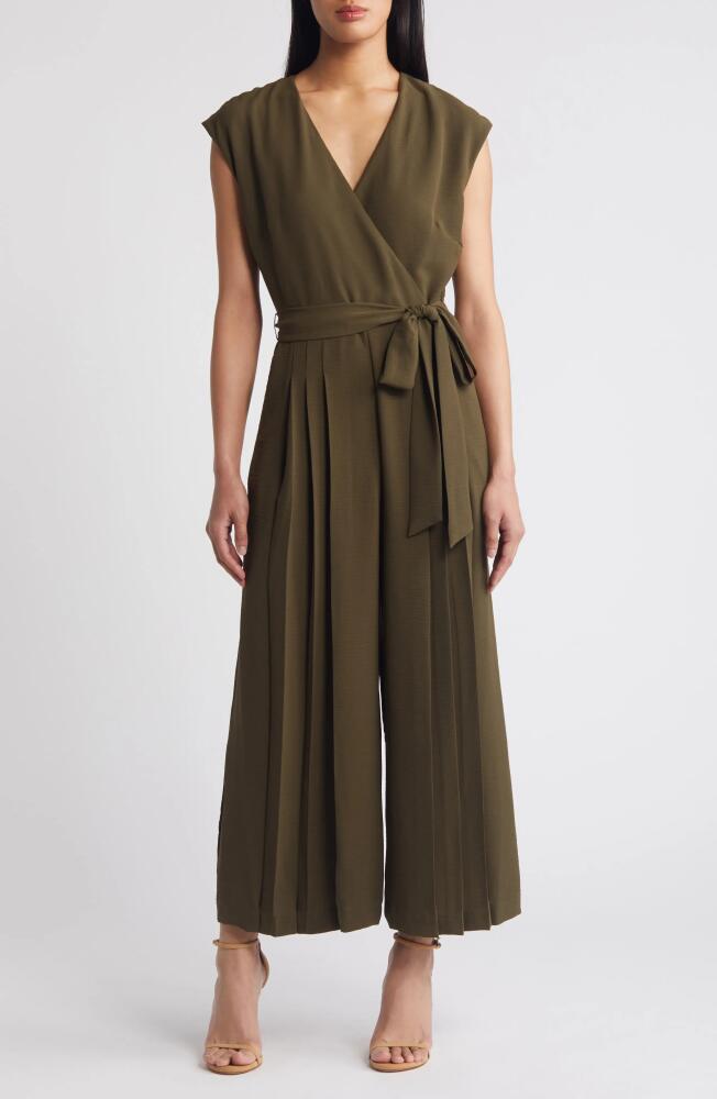 Tahari ASL Pleat Detail Jumpsuit in Loden Cover