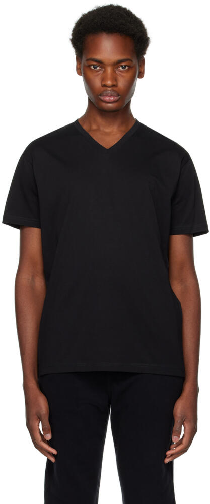 Sunspel Black Riviera Midweight V Neck T-Shirt Cover