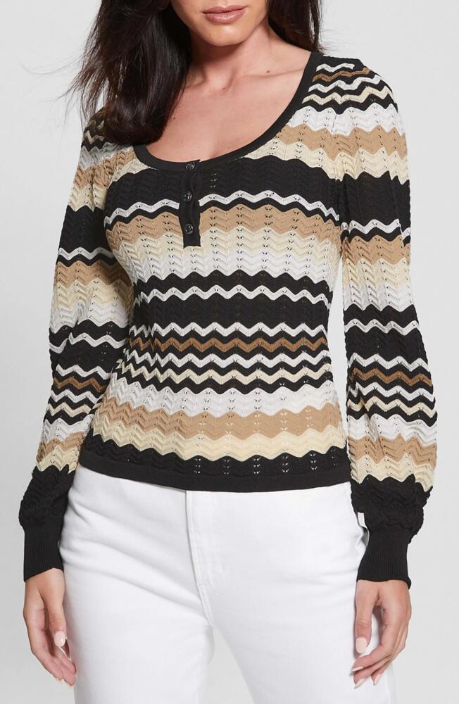 GUESS Virginia Chevron Sweater in Jet Black Mix Combo Cover