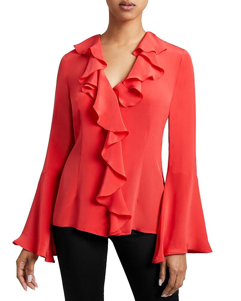 Santorelli Ruffled Silk Blouse Cover