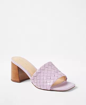 Ann Taylor Woven Leather Block Heel Sandals Cover