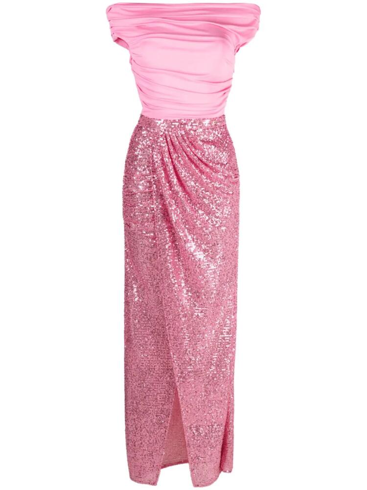 Elisabetta Franchi sequin-embellished off-shoulder gown - Pink Cover