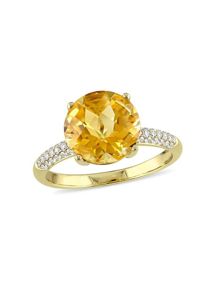 Sonatina Women's 14K Yellow Gold, Citrine & Diamond Ring Cover