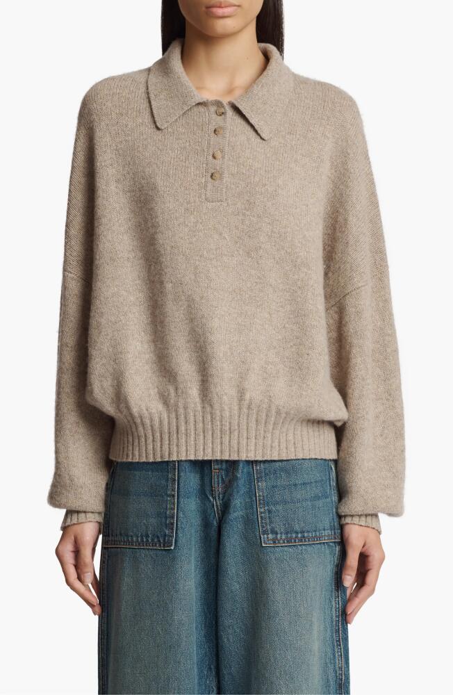 Khaite Rene Long Sleeve Cashmere Polo Sweater in Sepia Cover