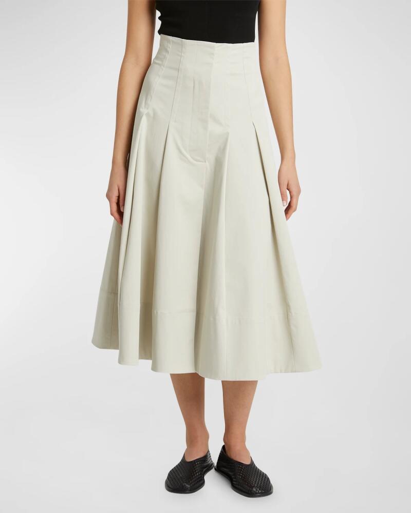 Proenza Schouler Moore Pleated Organic Cotton Twill Suiting Midi Skirt Cover