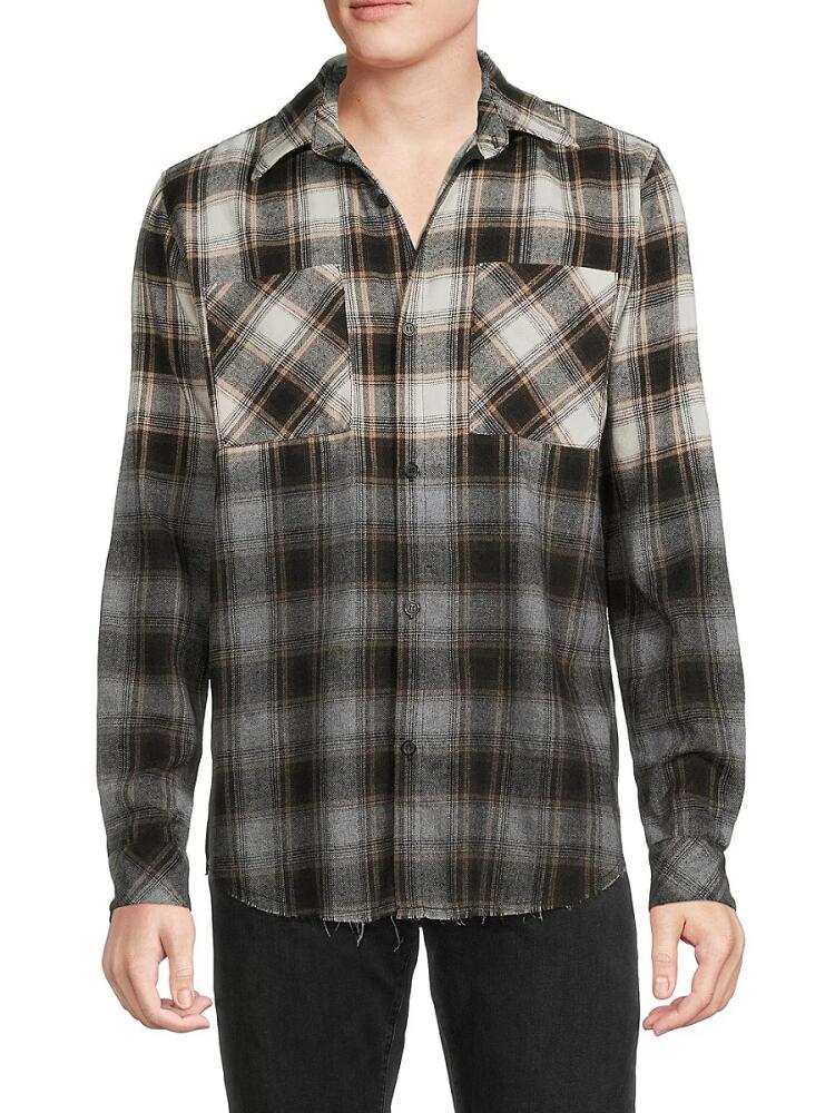 Eleven Paris Men's Checked Regular Fit Colorblock Shirt - Funghi Plaid Cover