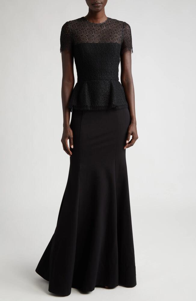 Jason Wu Collection Mixed Media Embroidered Lace Peplum Gown in Black Cover