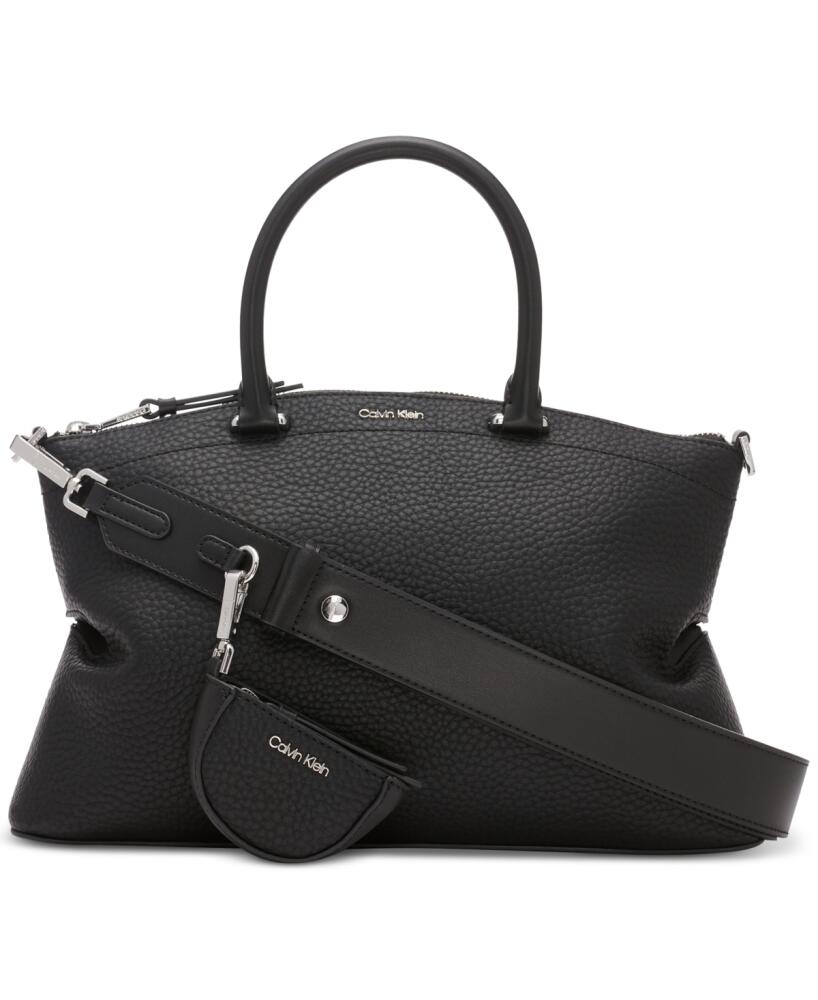 Calvin Klein Cypress Top Zip Convertible Satchel with Pouch - Black/silver Cover