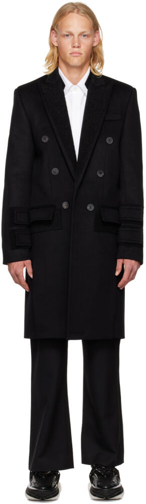 Balmain Black Velcro Strap Coat Cover