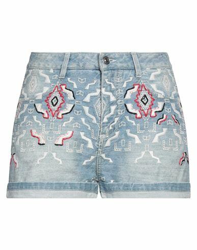 Ermanno Scervino Woman Denim shorts Blue Cotton, Polyester, Cashmere Cover