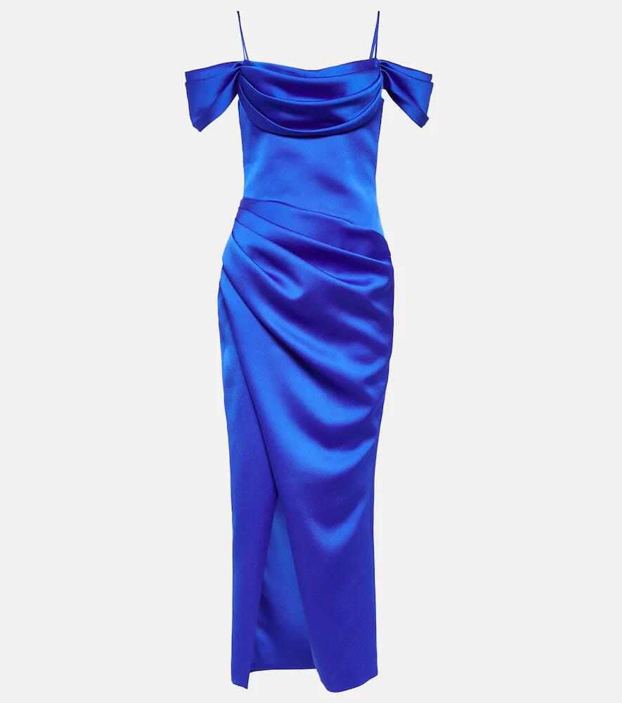 Rasario Draped off-shoulder satin gown Cover