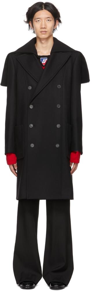 Balmain Black Wool Pea Coat Cover