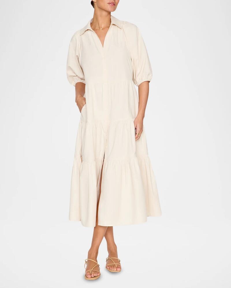 Brochu Walker Antigua Tiered Blouson-Sleeve Midi Dress Cover