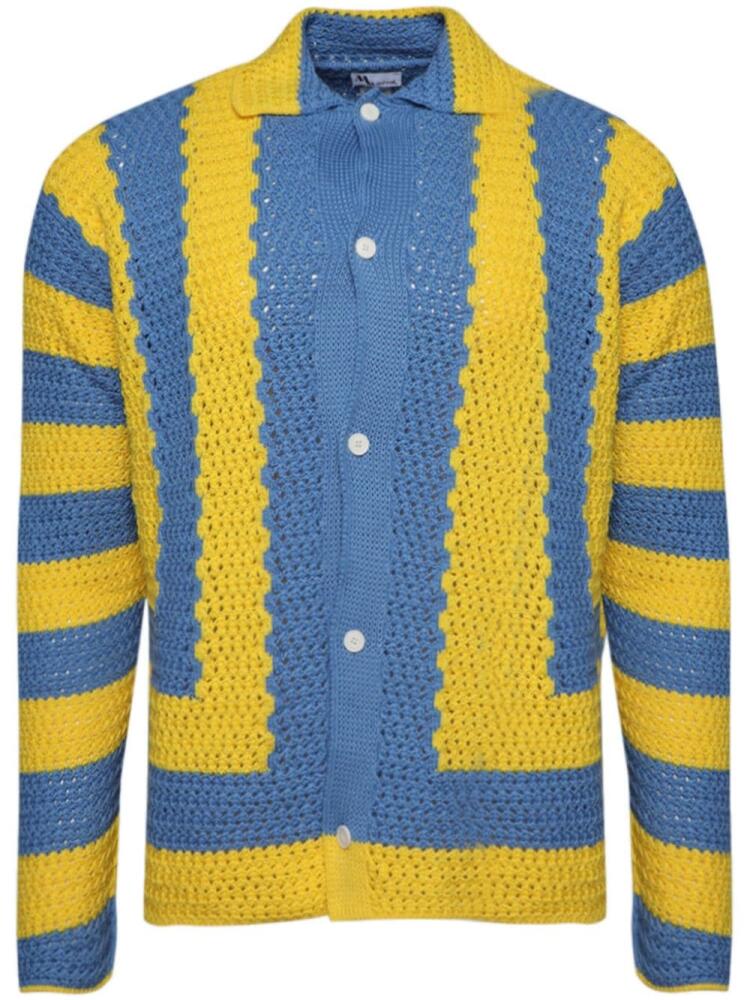 Doppiaa crochet-knit polo-collar cardigan - Blue Cover