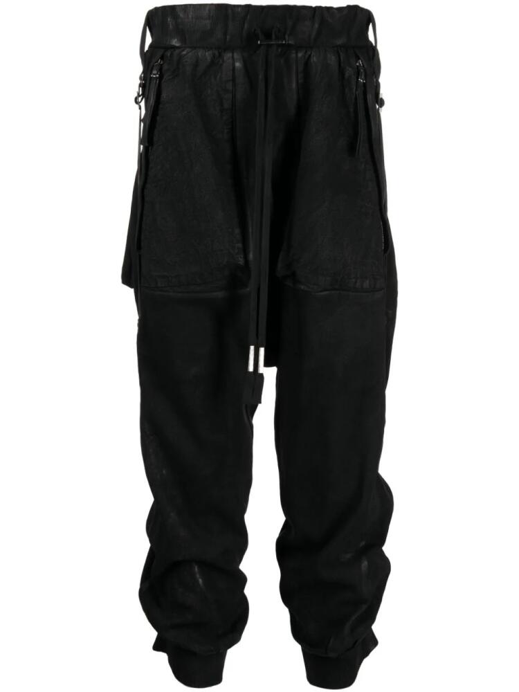 Boris Bidjan Saberi drawstring drop-crotch track pants - Black Cover