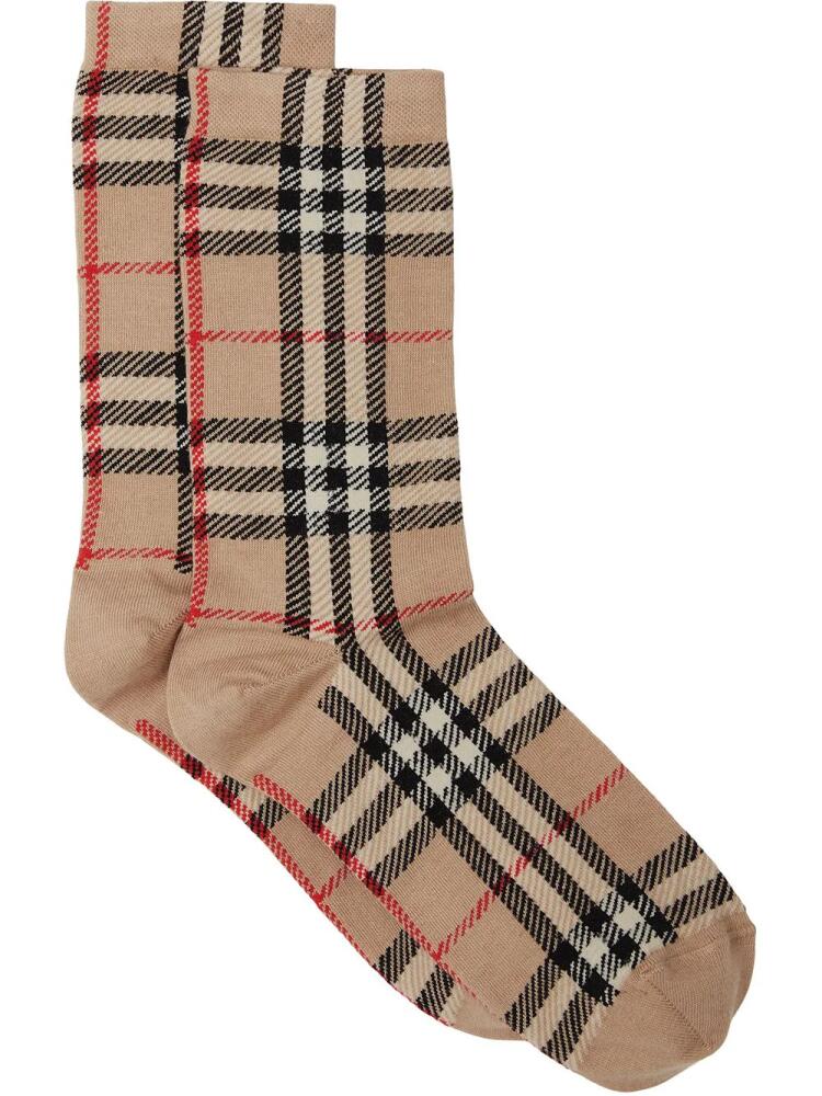 Burberry Vintage check intarsia-knit socks - Brown Cover