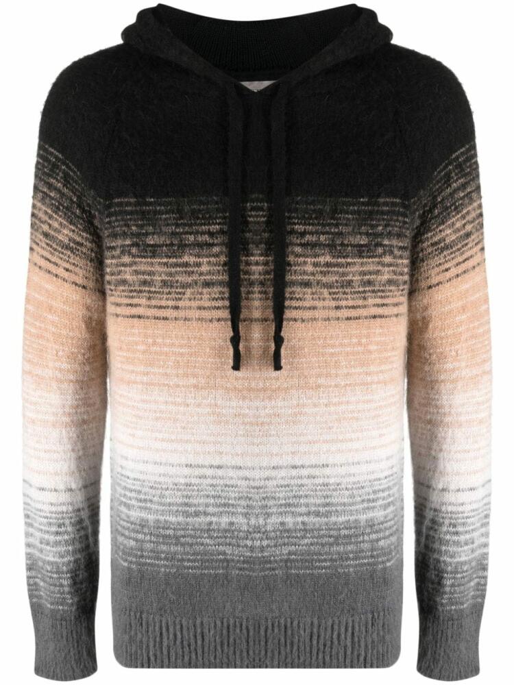 Laneus gradient-effect knitted hoodie - Black Cover