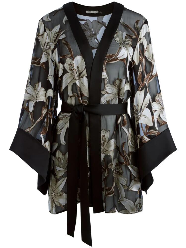 alice + olivia floral-print cardi-coat - Black Cover