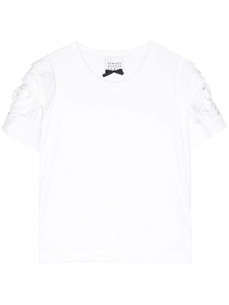 Edward Achour Paris gathered short-sleeve T-shirt - White Cover