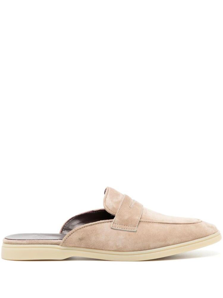 Bougeotte penny-slot suede mules - Neutrals Cover