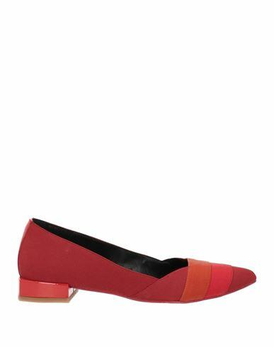 Daniele Ancarani Woman Ballet flats Red Textile fibers, Leather Cover