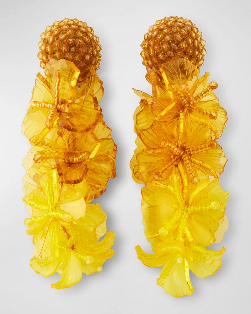 Oscar de la Renta Large Flower and Bead Earrings Cover