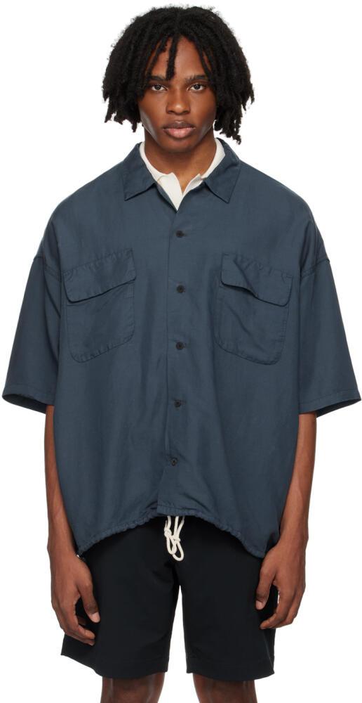 nanamica Navy Open Collar Shirt Cover