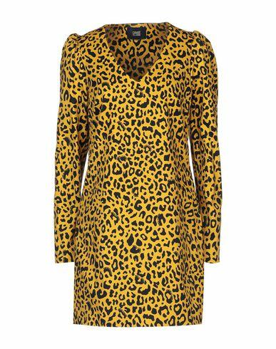 Cavalli Class Woman Mini dress Ocher Cotton, Elastane Cover