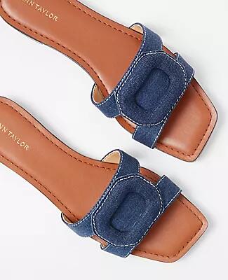 Ann Taylor AT Weekend Denim Buckle Slides Cover