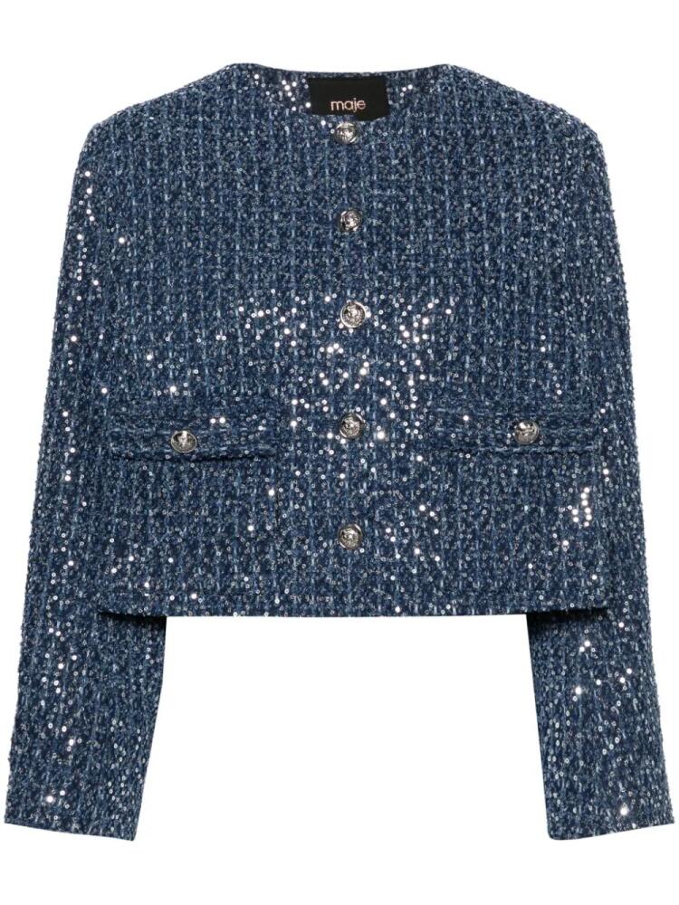 Maje sequinned bouclé jacket - Blue Cover