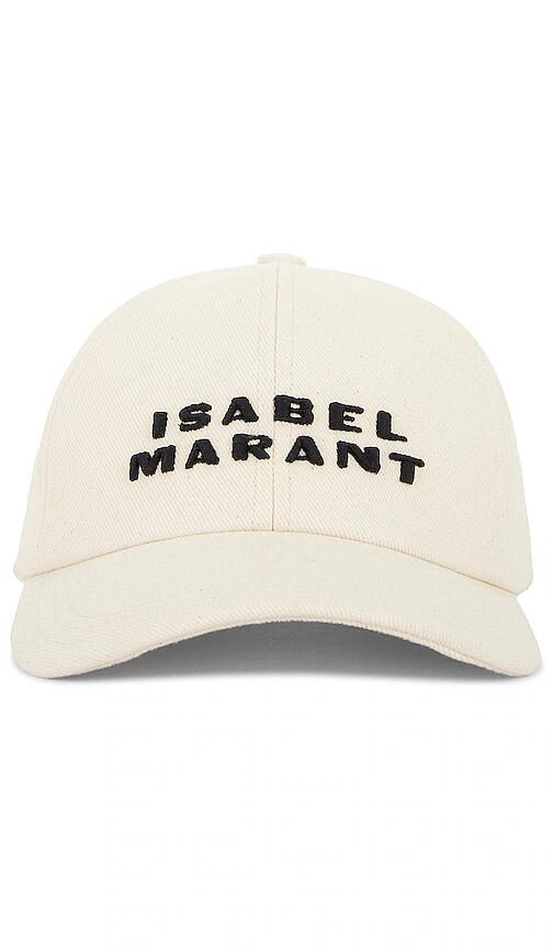 Isabel Marant Tyron Logo Canvas Hat in White Cover