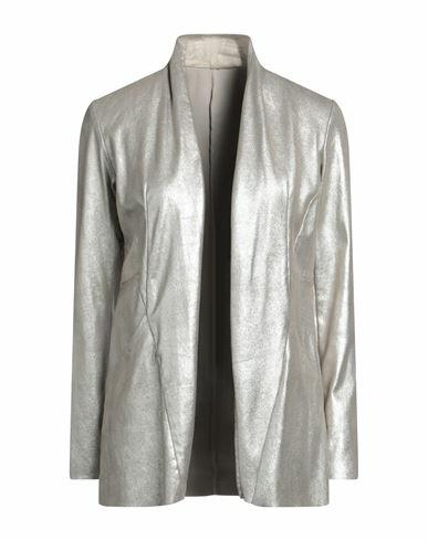 Giorgio Brato Woman Blazer Silver Soft Leather Cover