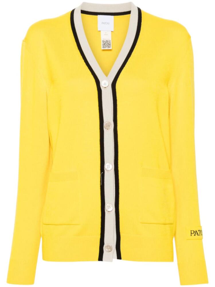 Patou intarsia-knit logo cardigan - Yellow Cover