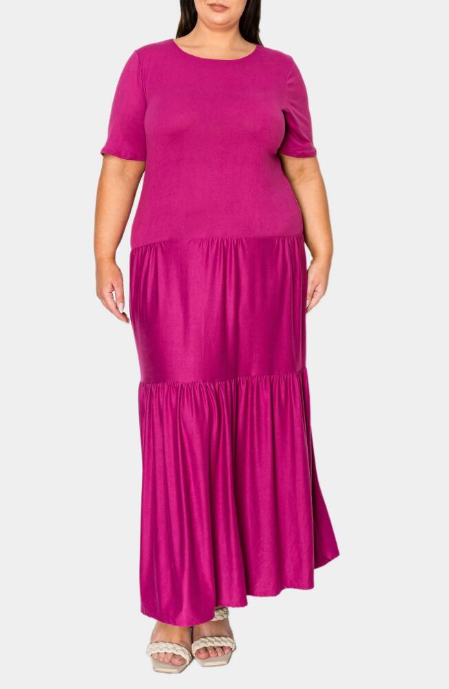 L I V D Jourdan Tiered Maxi Dress in Bright Pink Cover