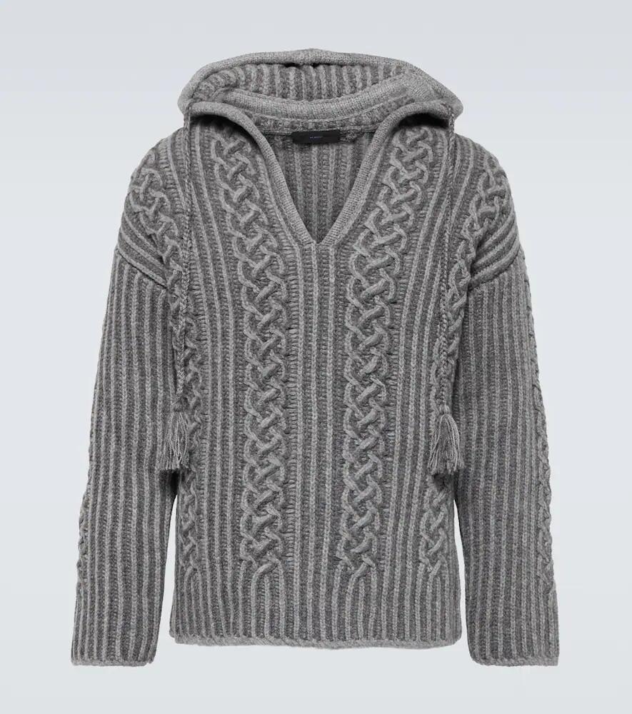 Alanui Cable-knit virgin wool hoodie Cover