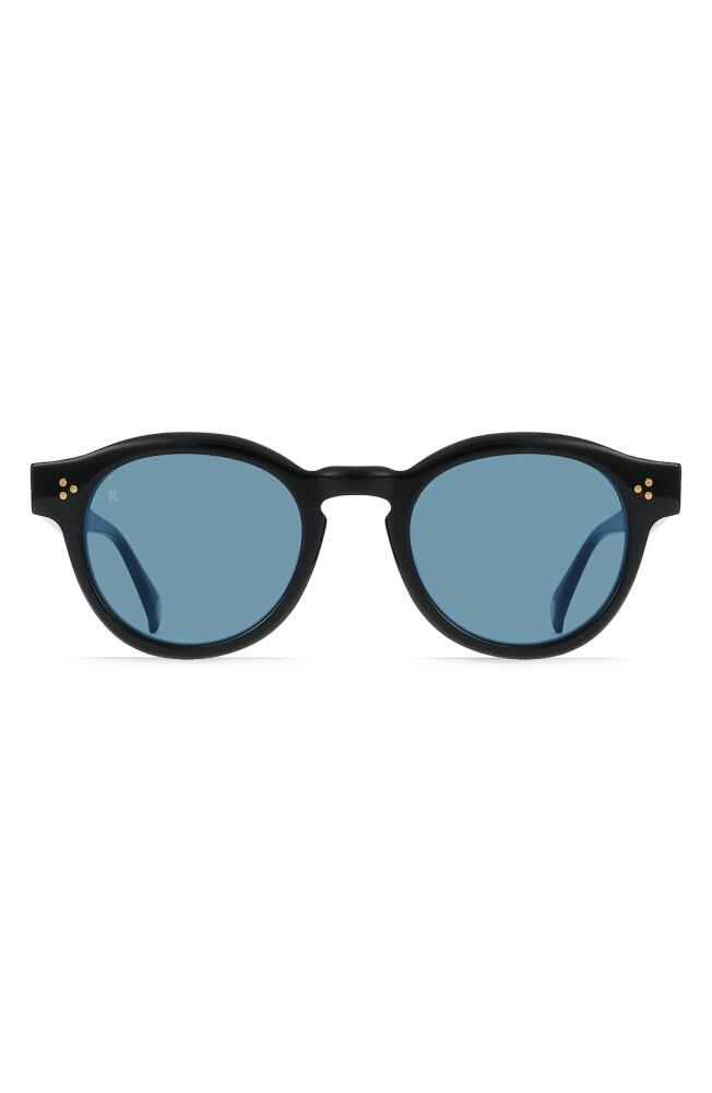 RAEN Zelti 49mm Small Round Sunglasses in Recycled Black/Blue Cover