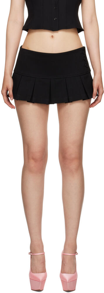 GUIZIO Black Pleated Miniskirt Cover