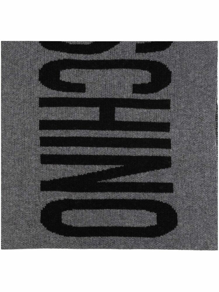 Moschino intarsia knit-logo scarf - Grey Cover