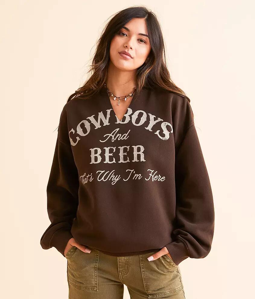 Goodie Two Sleeves Cowboys & Beer Oversized Pullover Cover