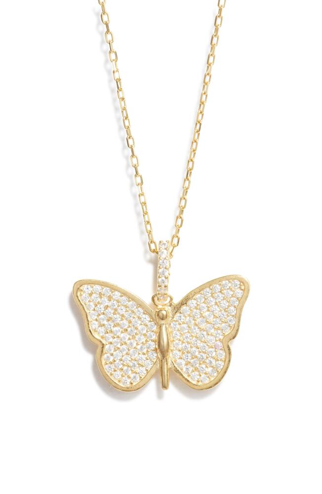 SHYMI Pavé Butterfly Pendant Necklace in Gold/White Cover