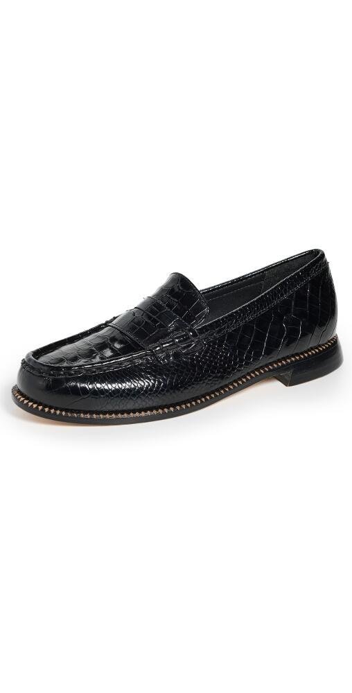 Freda Salvador Elba Loafers Black Embossed Croc Cover