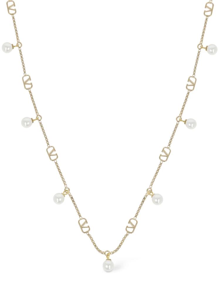 VALENTINO GARAVANI V Logo Signature Faux Pearl Necklace Cover