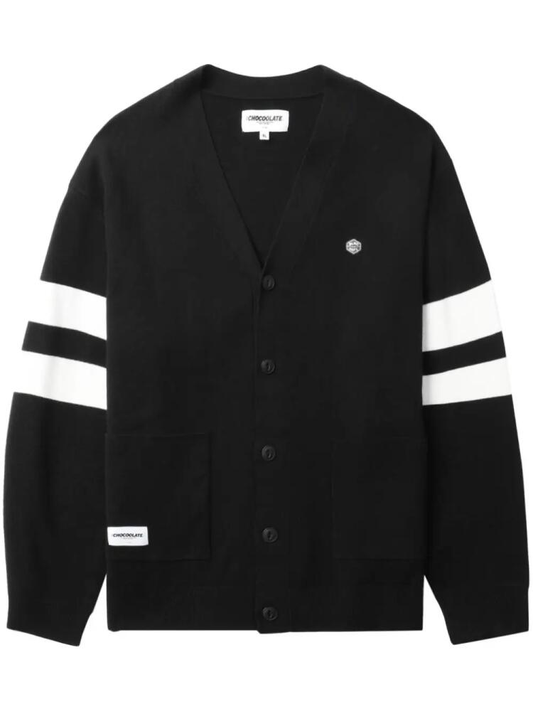 CHOCOOLATE logo-appliqué striped cardigan - Black Cover