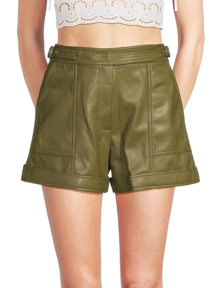 SIMKHAI Women's Chace Belted Faux Leather Shorts - Nori Cover