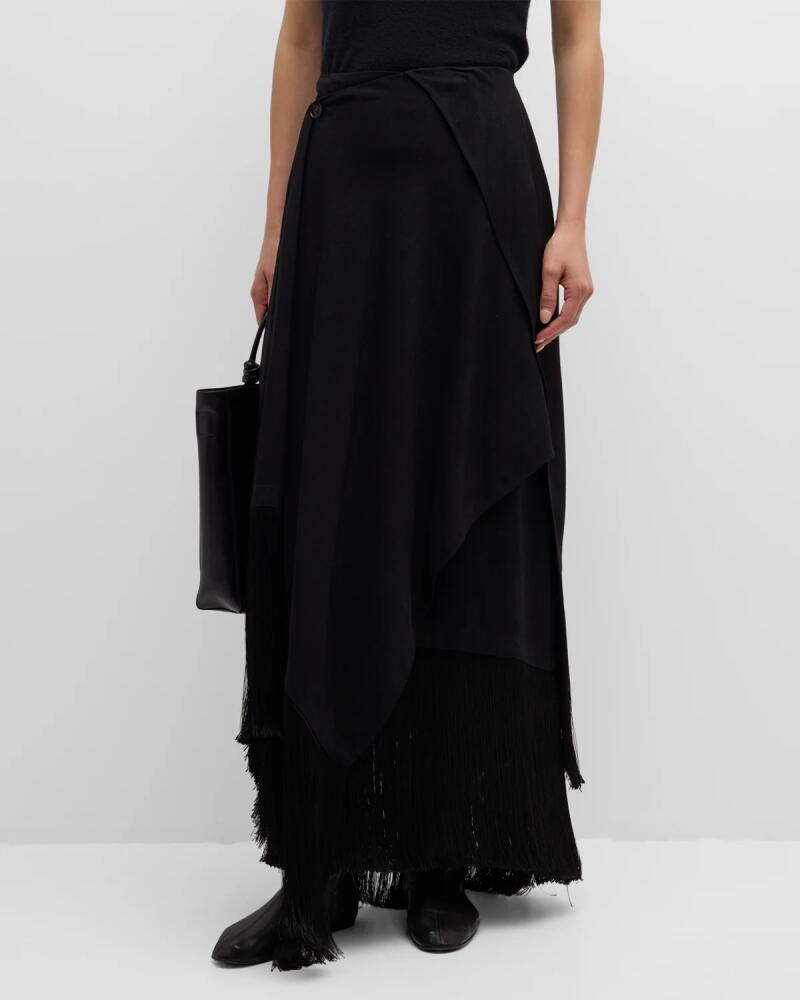 Co Fringed Wrap A-Line Maxi Skirt Cover