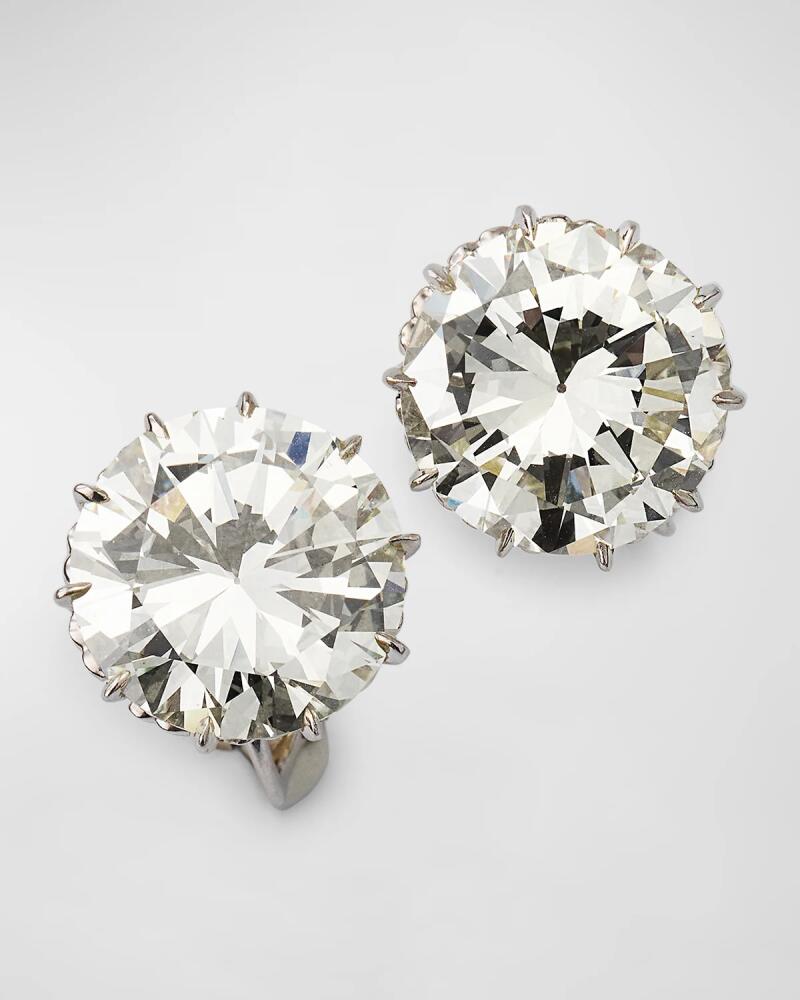 NM Estate Estate Platinum Filigree Diamond Stud Earrings with 18K White Gold Clip Backs Cover