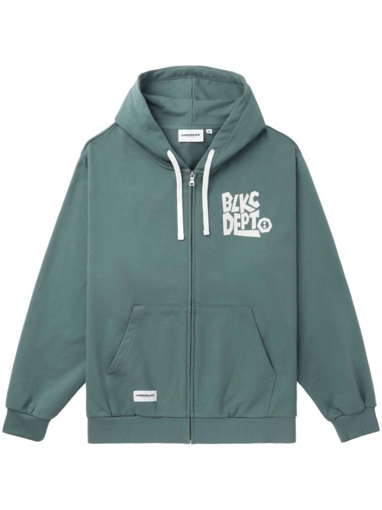 CHOCOOLATE slogan-print cotton hoodie - Green Cover