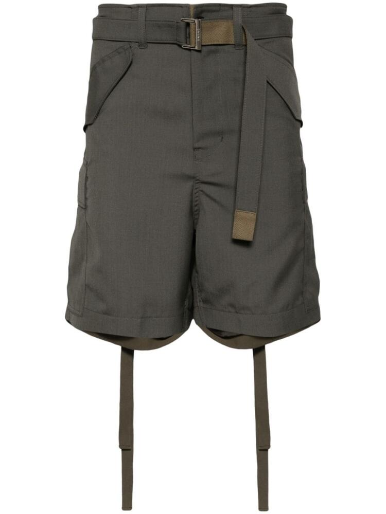 sacai twill cargo shorts - Green Cover